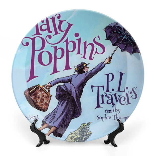 Mary Poppins Plato decorativo de porcelana fina (bone china), plato decorativo de cerámica para hogar, oficina, soporte de pared, platos decorativos para dormitorio - 6 pulgadas (15 cm)
