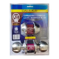 Lioi - Set Cerradura Acceso Pomo + Cerrojo Llave/Mariposa M101 Acero Inoxidable