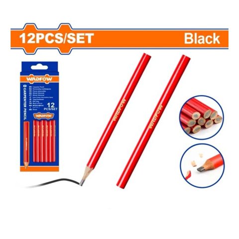 Set De 12 Lapiz Carpintero Negro Wadfow Wmq1512