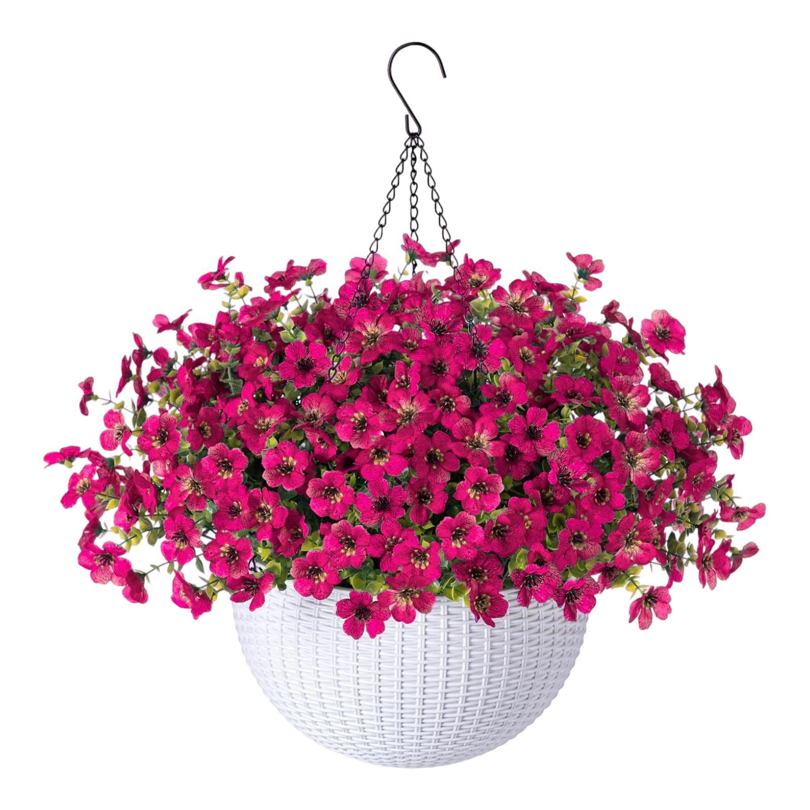 Magideal - Cesta Colgante De Flores Artificiales, Maceta Colgante De Regalo, Flores Artificiales Realistas Con Cesta Para Decoración De Porche De Patio Interior Estilo B