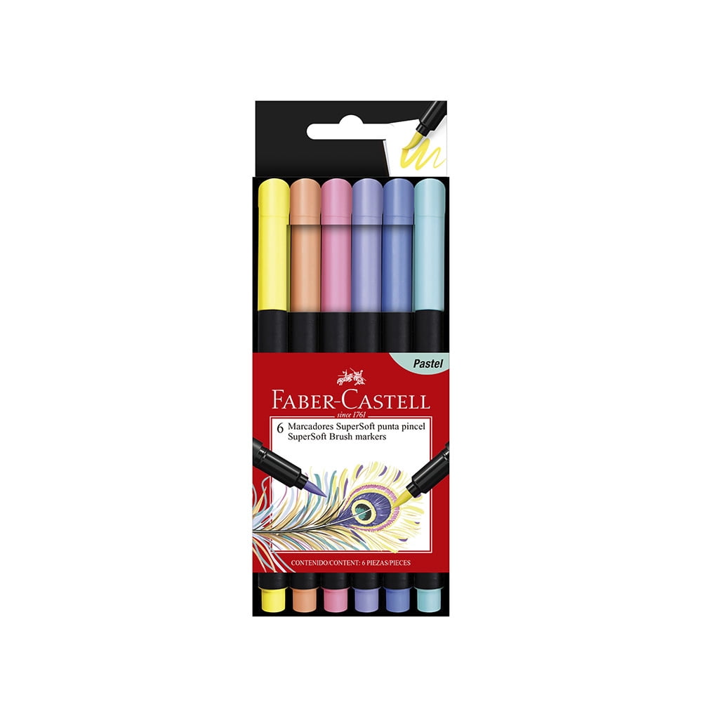 Faber Castell - Marcadores Supersoft Punta Pincel Pastel X6