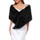 thumbnail image 1 of INSPIRE CHIC Chal de Piel Sintética para Mujer para Boda, Estola de Novia, Envolturas de Cóctel, Chal XL Negro, 1 of 6