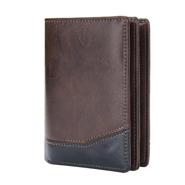 Cartera de PU para hombre, tarjetero de piel lisa, billetera delgada minimalista para hombre.