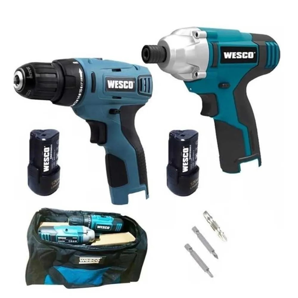Wesco - Llave De Impacto + Taladro Inalámbrico + 2 Baterías + Cargador Ws1000k2