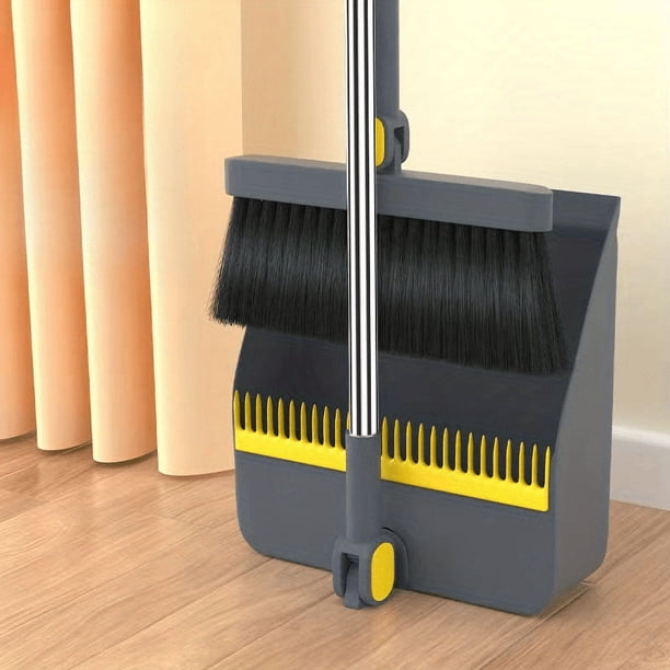 2pcs/set 48.8" Long Handle Broom And Dustpan Set For Home, Upright Dustpan And Broom Combo Set, Sweeping Kitchen Wood Floor Pet Hair, Cleaning Supplies For Indoor