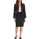 thumbnail image 2 of INSPIRE CHIC Traje de Mujer Conjunto de Ropa para Maestras de Regreso a Clases Trajes de Negocios Blazer Peplum sin Cuello Traje Formal de Falda Lápiz Conjunto de 2 Piezas XS Negro, 2 of 6
