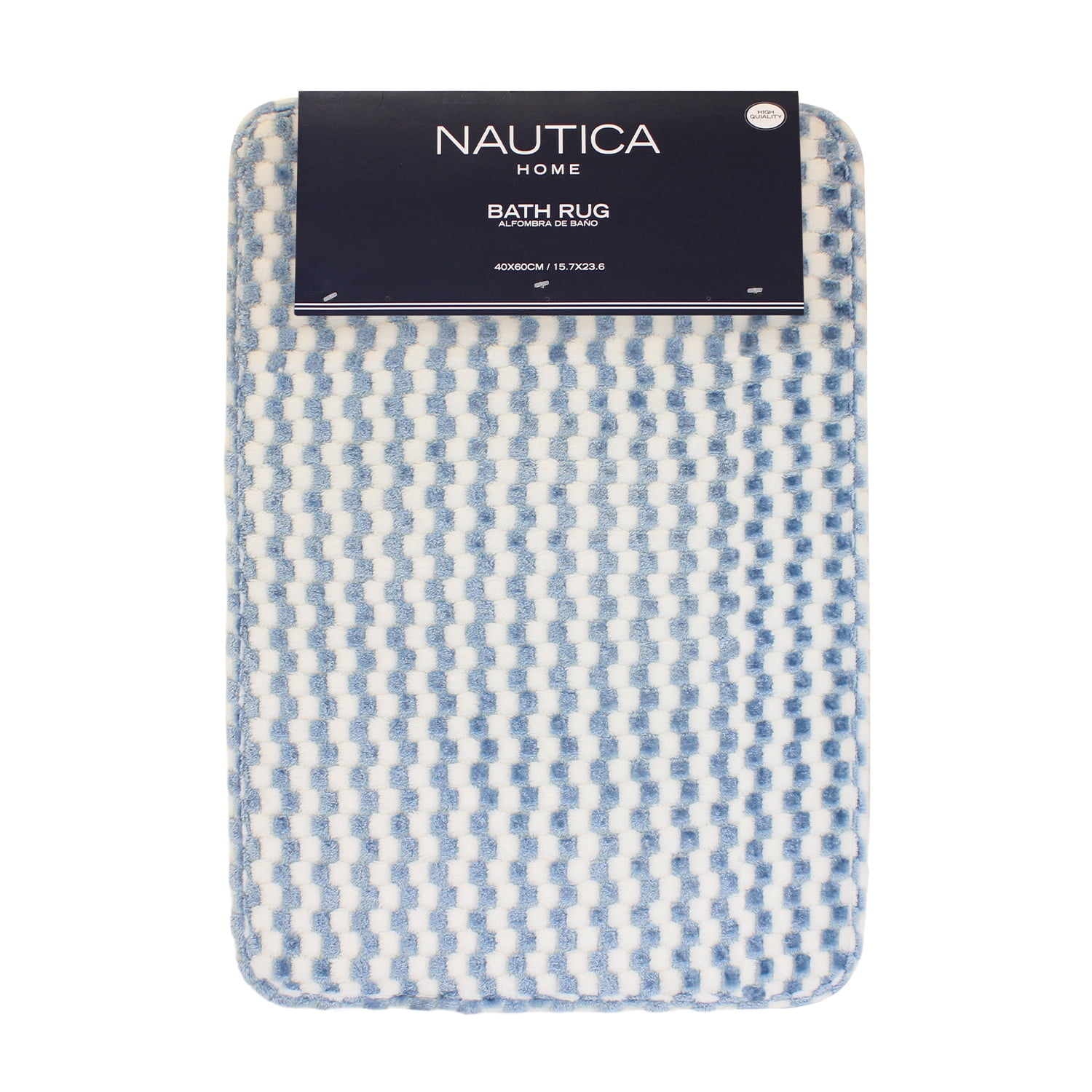 Nautica - Alfombra De Baño Memory Foam 40x60 Cm Cuadros Azul