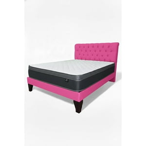 Vitelio - Cama 2 Plazas Fucsia Europea Incluye Base+Respaldo+Colchon