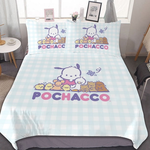 Pochacco Duvet Cover Set 3-Piece Bedding Set Soft Warm And Comfortable Soft Bed Set for Bedroom All Season