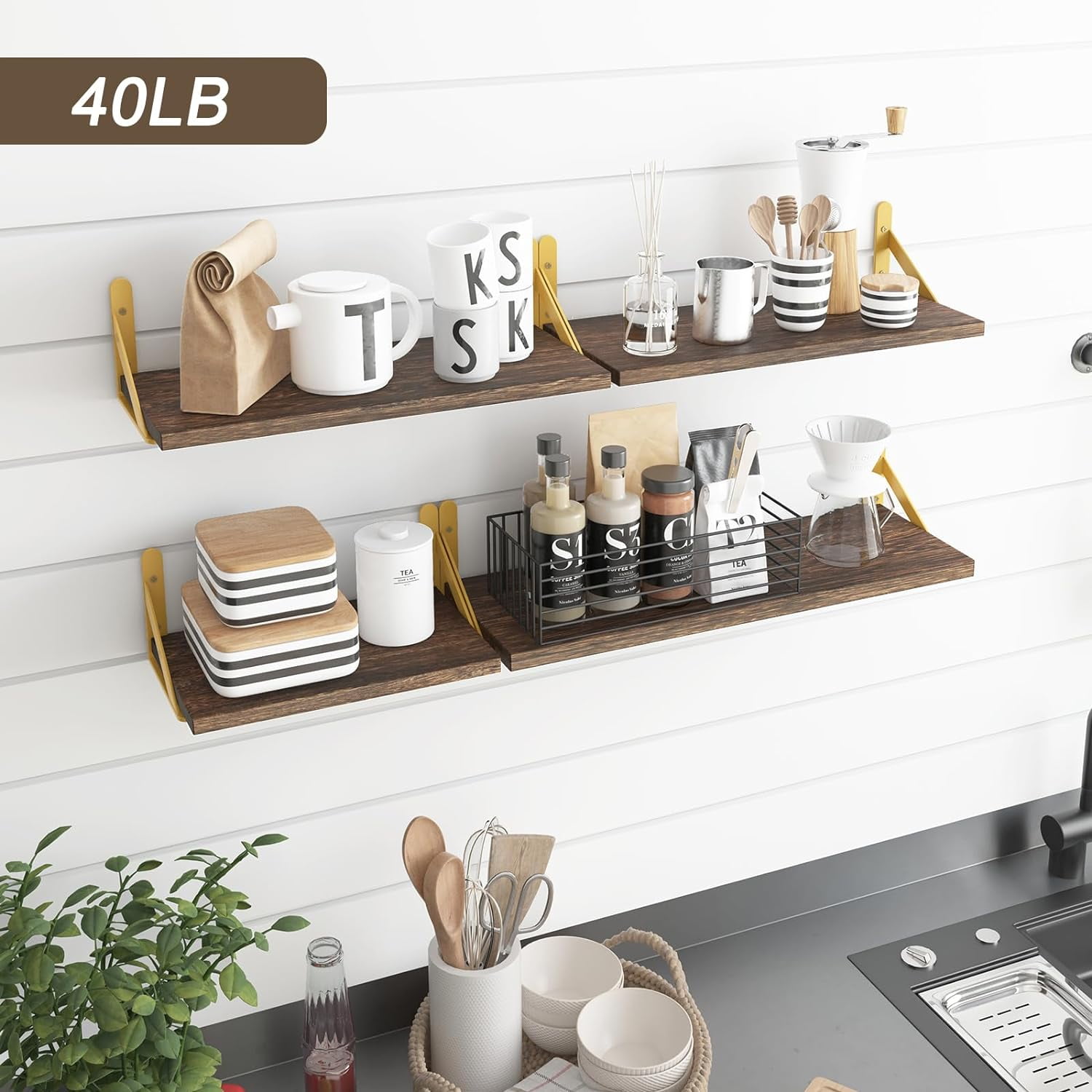 Tienda El Garage - Repisas Flotantes De Madera Modernas X4 Pcs Nano487