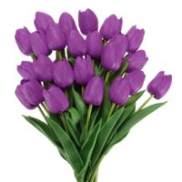 Flores Artificiales Uxcell Tulipanes Morado 24 Piezas