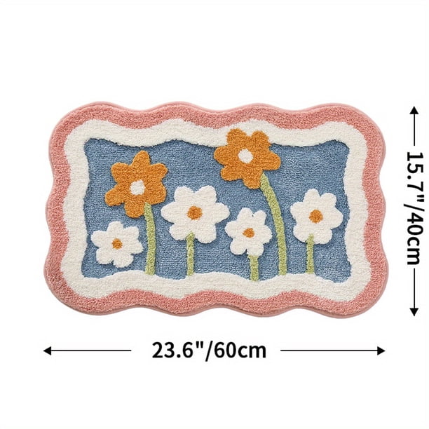 1pc, Absorbent Flower Bath Mat - Non-Slip Indoor Floor Mat for Shower Room, Toilet, and Home Decor