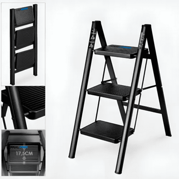 Escalera Hardpro 3 Escalones Plegable Carbono 81.5cm