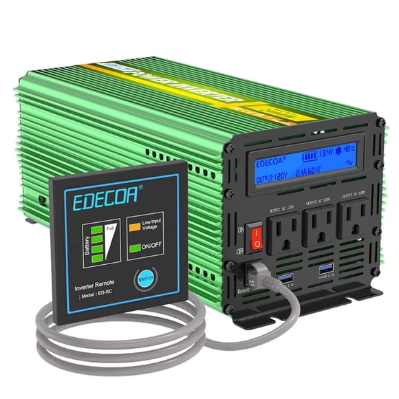 Inversor de energía EDECOA 2000 W 12 V a 110 V/120 V