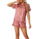thumbnail image 1 of INSPIRE CHIC Conjuntos de Pijama de Satén para Mujer Ropa de Dormir Conjuntos de Descanso con Tops y Shorts M Rosa Oscuro, 1 of 6
