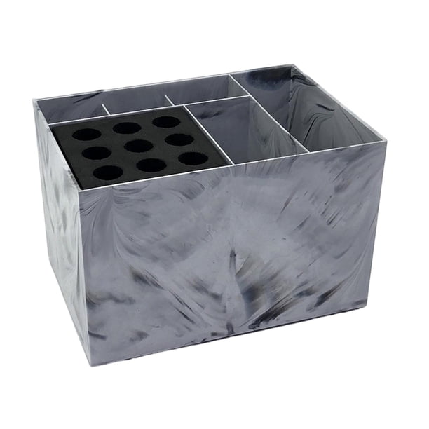 Organizador de Salón, Soporte para Cepillo de Pelo, Soporte Portátil para Tijeras de Salón, Caja de Almacenamiento de Herramientas de Peluquería para patrón de mármol claro