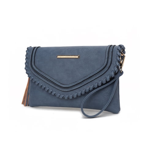 Bolso Crossbody Para Mujer, Mkf Collection, Bolso De Hombro De Cuero Vegano - Remi - Denim