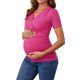 thumbnail image 4 of Blusa de Lactancia de Verano para Mujer INSPIRE CHIC Cuello en V Manga Corta Camisetas de Embarazo Fruncidas Tallas Grandes Rosa Fucsia, 4 of 6