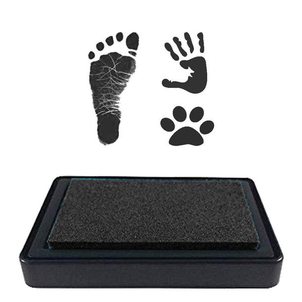 Almohadilla de tinta Lusshine para huellas de bebés, huellas de manos o huellas de patas (negra)