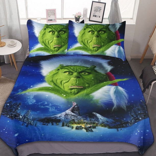 Grinch 3-Piece Bedding Set Duvet Cover Set Soft Warm And Comfortable Soft Bed Set for Bedroom