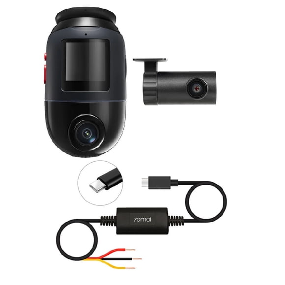 Pack 70mai Cámara para vehículo frontal 360° 4K HDR 60fps trasera 1080p X800-2 + Kit de cableado UP03