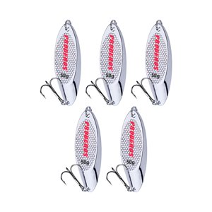 Ioensy - 5 Piezas Cucharas De Pesca Señuelos Metal Vertical Bass Cebos Y Señuelos Agua Dulce Plata 50G