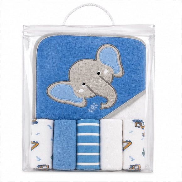 Set De Toalla Con Capucha Bebés Y Toallitas Multiuso Niños - Elefante