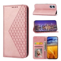 Funda Flip Foxdock Para Oppo Reno 8 4G , Estilo Billetera Con Diseño Rombo, Correa De Mano Y Soporte, Uso Diario