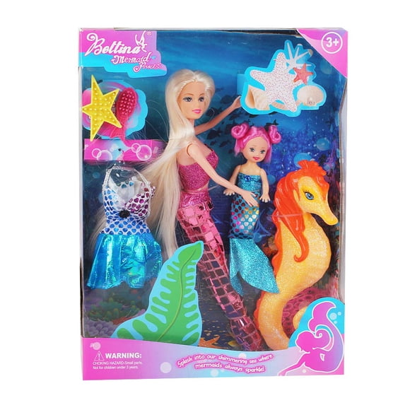 Muñeca sirena BETTINA Princess con caballito de mar para niñas de 3 a 12 años