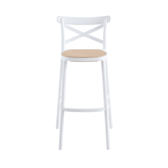 Taburete Sena 65cm Respaldo Alto Polipropileno Apilable Con Apoyapies - Blanco
