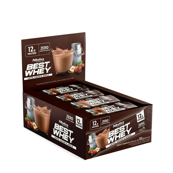 Box De 12 Barras Best Whey 12g Cacao Avellana