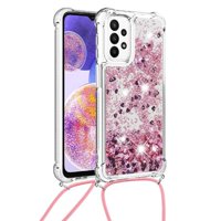 Funda Foxdock Para Samsung Galaxy M23 Con Cuerda Ajustable, Brillo Líquido, Protección Antigolpes Y Lente – Ideal Para Regalo