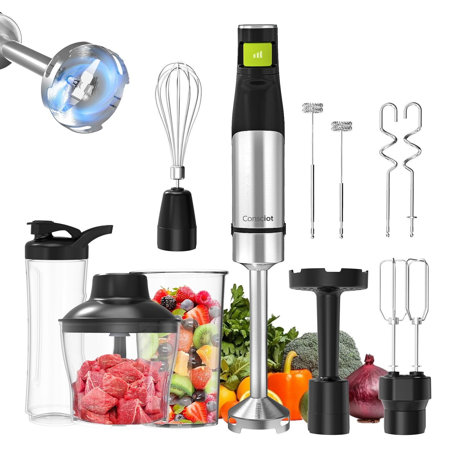 Licuadora De Inmersión Consciot Ch08 1100w Con Accesorios