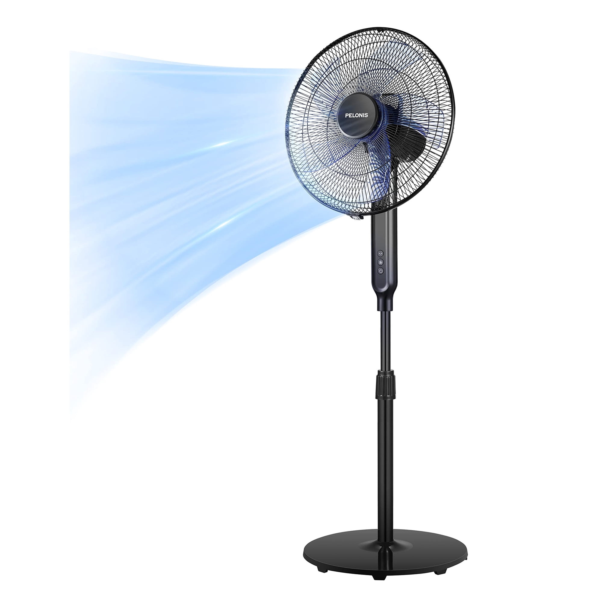 Ventilador De Pie Con Pedestal Pelonis 16 Oscilante Con Mando A Distancia Negro