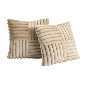 Wyj Hogar - Pack De 02 Fundas De Cojín Pelo De Conejo De Imitación 45X45 Beige