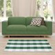 thumbnail image 2 of PiccoCasa Alfombra de Algodón a Cuadros Plaid Felpudo, Verde y Blanco 130cm x 60cm, 2 of 7