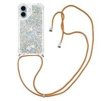 Funda Foxdock Para Iphone 16 Con Cuerda Ajustable, Brillo Líquido, Protección Antigolpes Y Lente – Ideal Para Regalo