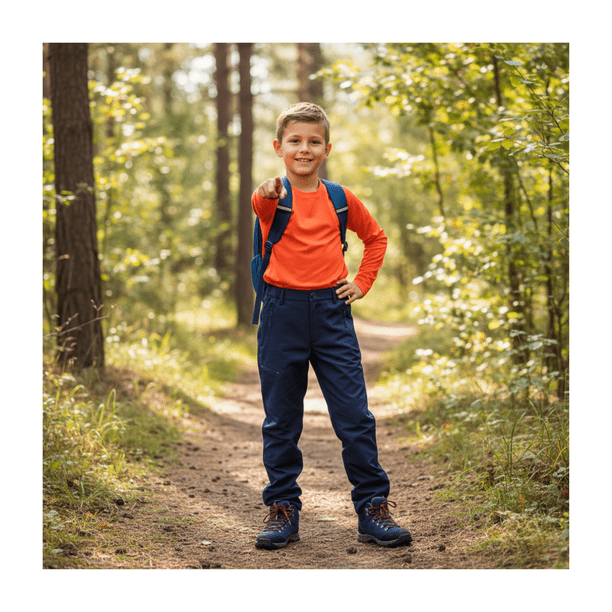 Pantalon Softshell Cintura Mixta Para Niños Con Micropolar Senderismo
