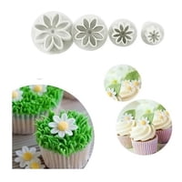 Genérico - 4 Molde Fondant Cortador Con Expulsor Fondant Flor Margarita