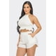 thumbnail image 2 of Saronite Conjunto de Top Corto de Verano con Cuello Halter, Cintura Elástica y Dos Bolsillos Laterales, Blanco (para Mujer), 2 of 5