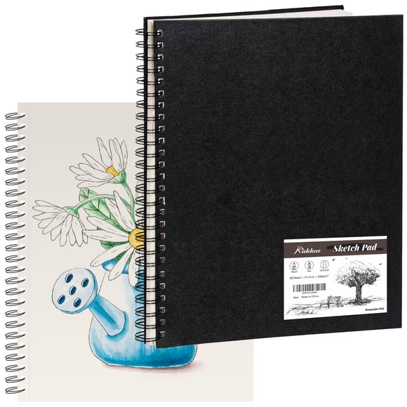 Cuaderno de bocetos KAKKUE 28 cm x 36 cm, 80 hojas, encuadernación en espiral