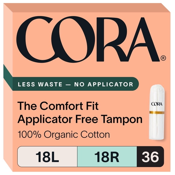 Tampons Cora Organic, sin aplicador, 100% algodón orgánico