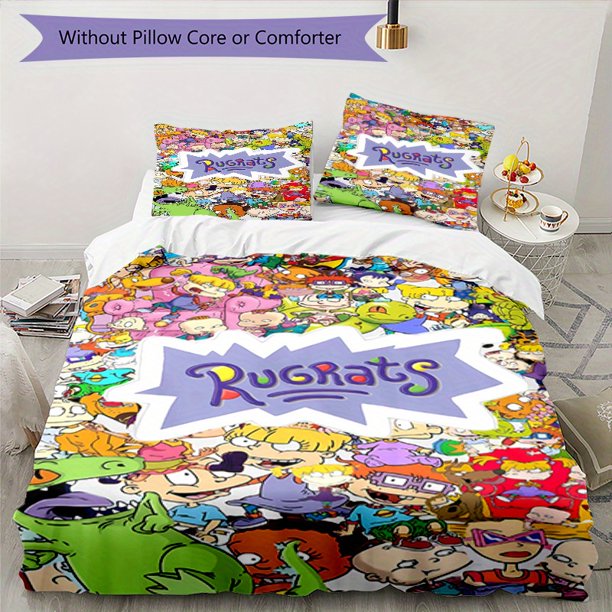 Rugrats in Paris-Inspired 3pcs Bedding Set - Includes 1 Cover & 2 Pillowcases, Breathable Polyester, Machine Washable - Perfect for All Seasons S1006