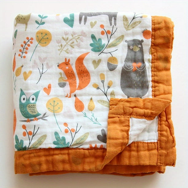 Baby Bath Towel For Girl Boy, 43" X 43" 100% Cotton Baby Blanket, Newborn 6-layer Muslin Cotton Gauze Soft Absorbent Swaddle Blanket, Shower Wipe