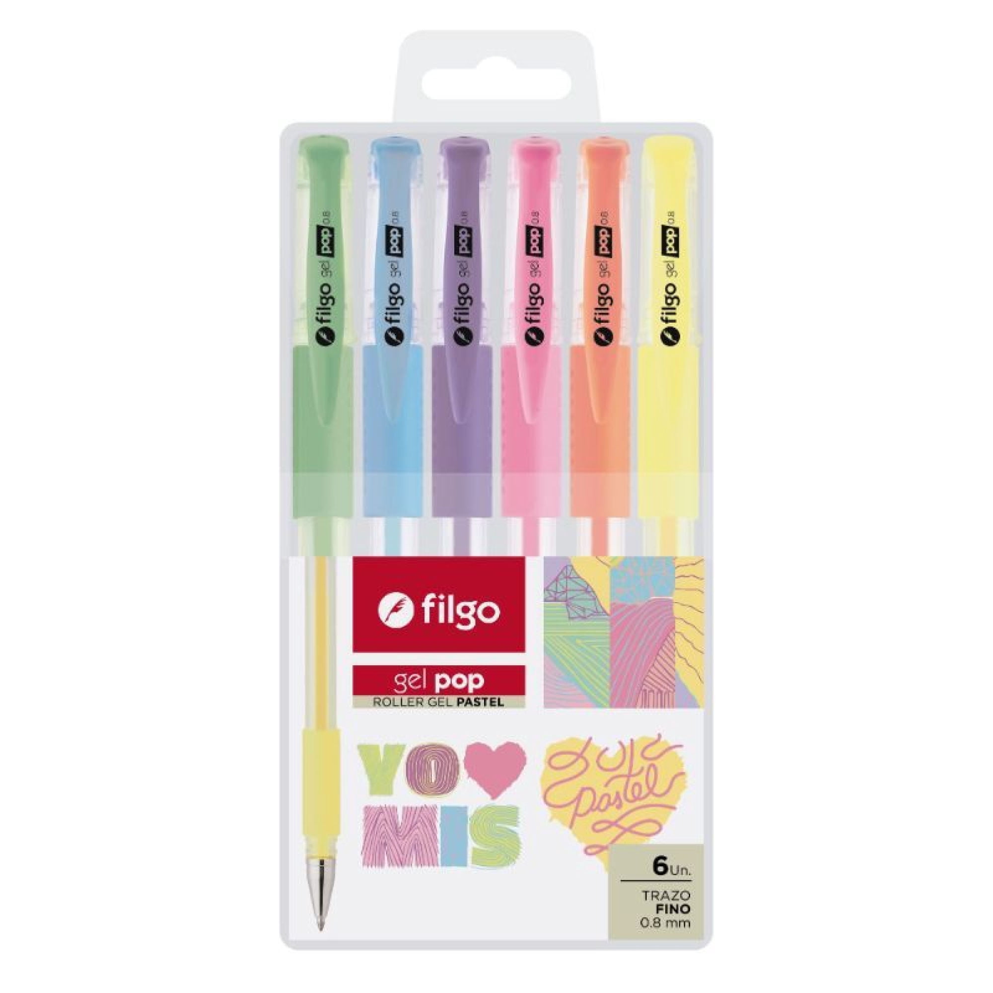 Set Lápices Roller Gel Pop / 6 Colores Pastel 1 Un Filgo