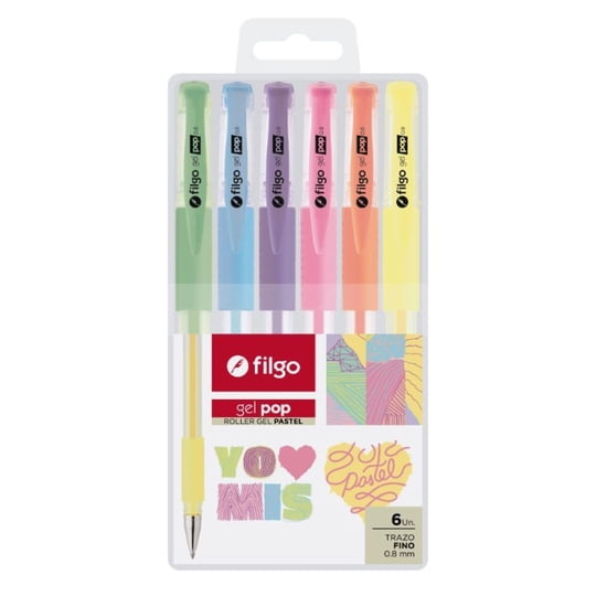 Set Lápices Roller Gel Pop / 6 Colores Pastel 1 Un Filgo