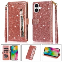 Foxdock - Funda Para Elegante Funda Iphone 16 Plus Glitter Con Cremallera-Ideal Para El Uso Diario