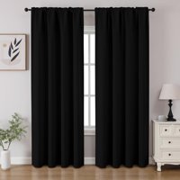 Juego De 2 Paneles De Cortinas Opacas Cucraf, 213 Cm De Longitud, Color Negro