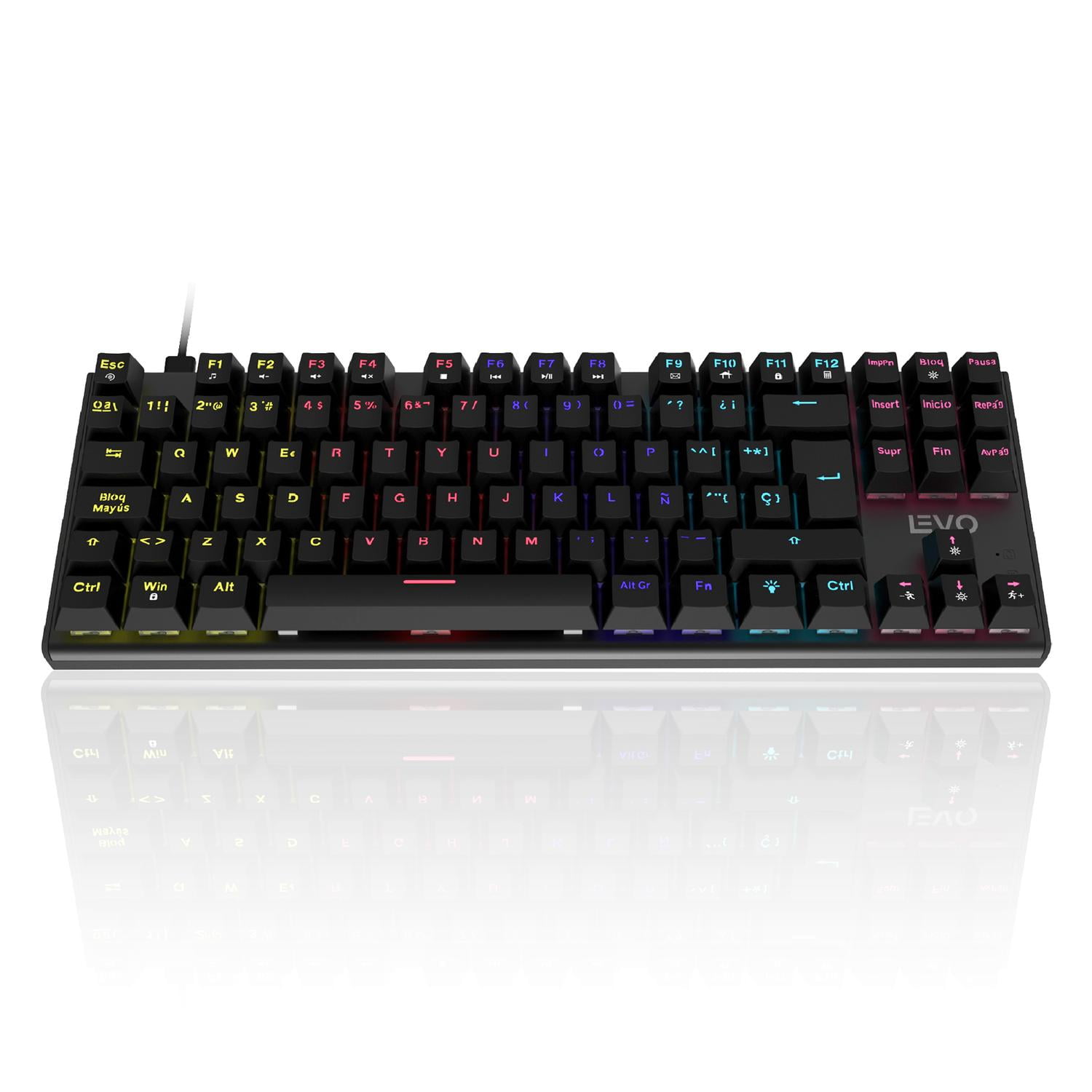 Teclado Gamer Novablade Red Switch Mecánico Español Rgb Levo Rojo