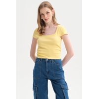 Fashionspark - Polera Mujer Recogido Cropped Amarillo